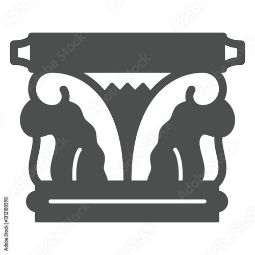 Marble decor column solid icon, exhibition concept. Vector graphics. Statue ceramic gypsum sign on white background, glyph style icon for mobile or web design.