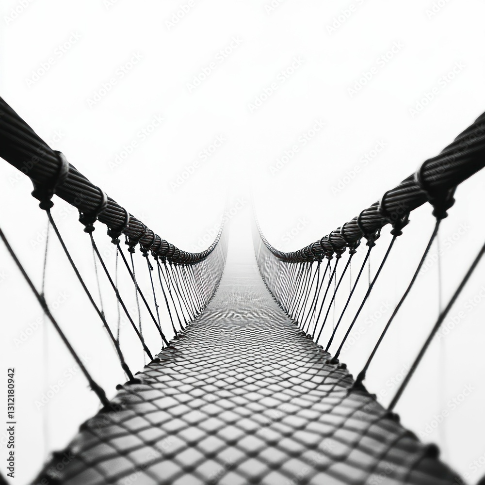 Obraz premium Navigating Business Growth: The Fogbound Bridge