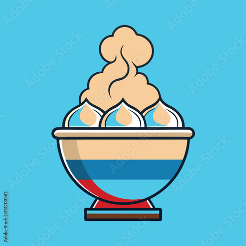 A 2d russian cuisine icon showing a steaming bowl-1.eps