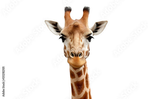 Wallpaper Mural Close-up portrait of a majestic adult giraffe with striking features against a clean white background. Torontodigital.ca