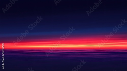 Vibrant red and orange horizon meets dark purple water