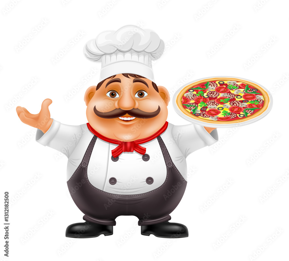 chef man preparing dishes and food in the kitchen vector illustration isolated on white background chef man preparing dishes and food in the kitchen vector illustration isolated on white background