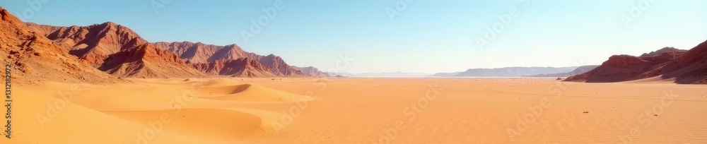 Desert landscape with rocky hills and sand dunes, desert, isolation, landscape Desert landscape with rocky hills and sand dunes, desert, isolation, landscape