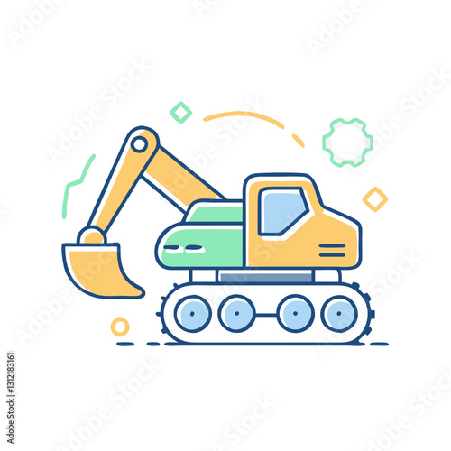 Excavator icon, symbolizing construction, heavy machinery, and industry