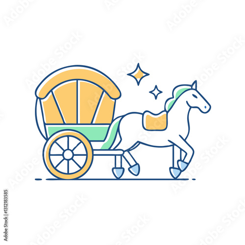 Horse carriage icon, symbolizing historical transport, traditions, and romance