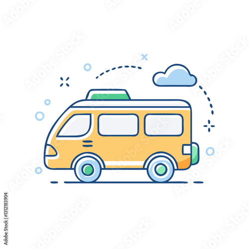 Minibus icon, symbolizing comfort, group travel, and urban transport