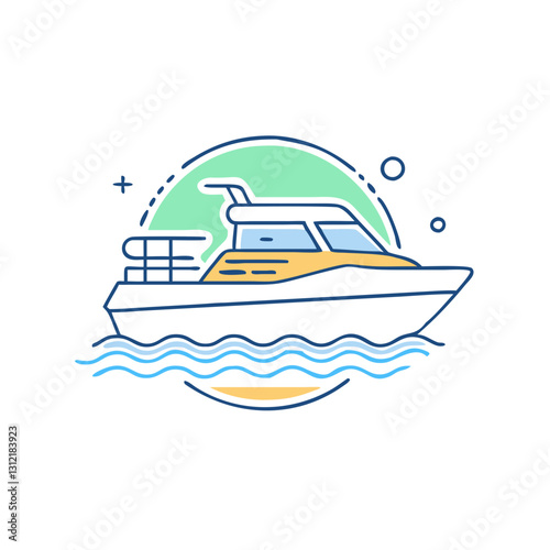 Motorboat icon, symbolizing water adventures, speed, and recreation