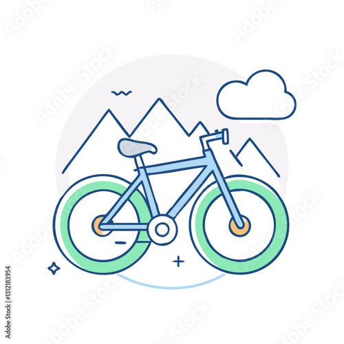 Mountain bike icon, symbolizing extreme, nature, and active recreation