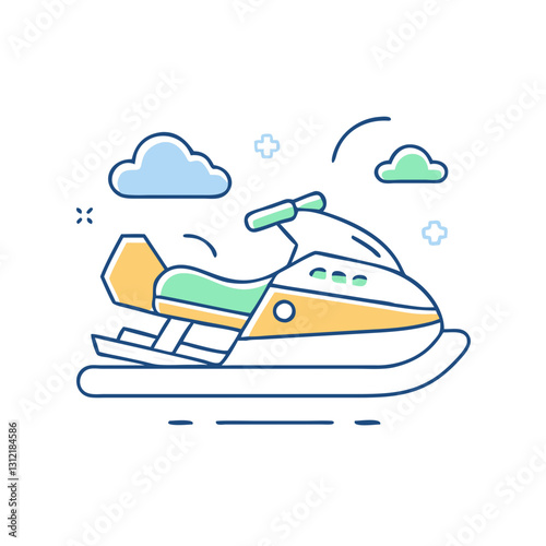 Snowmobile icon, symbolizing winter adventures, speed, and extreme sports