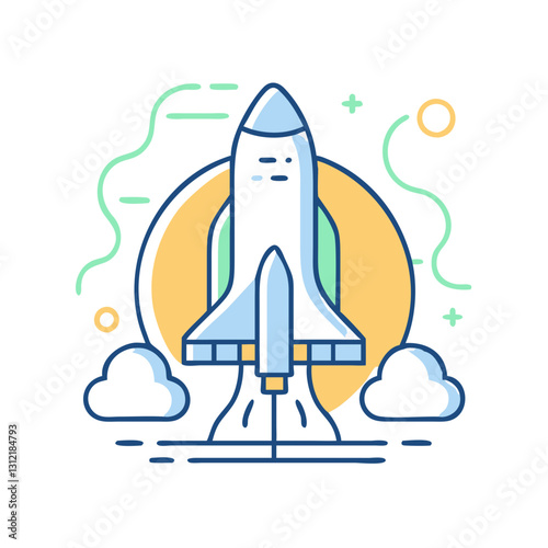 Space shuttle icon, symbolizing space exploration, technology, and power