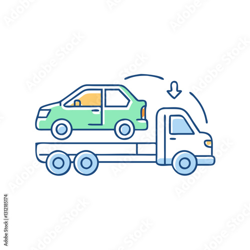 Tow truck icon, symbolizing roadside assistance, transport, and logistics