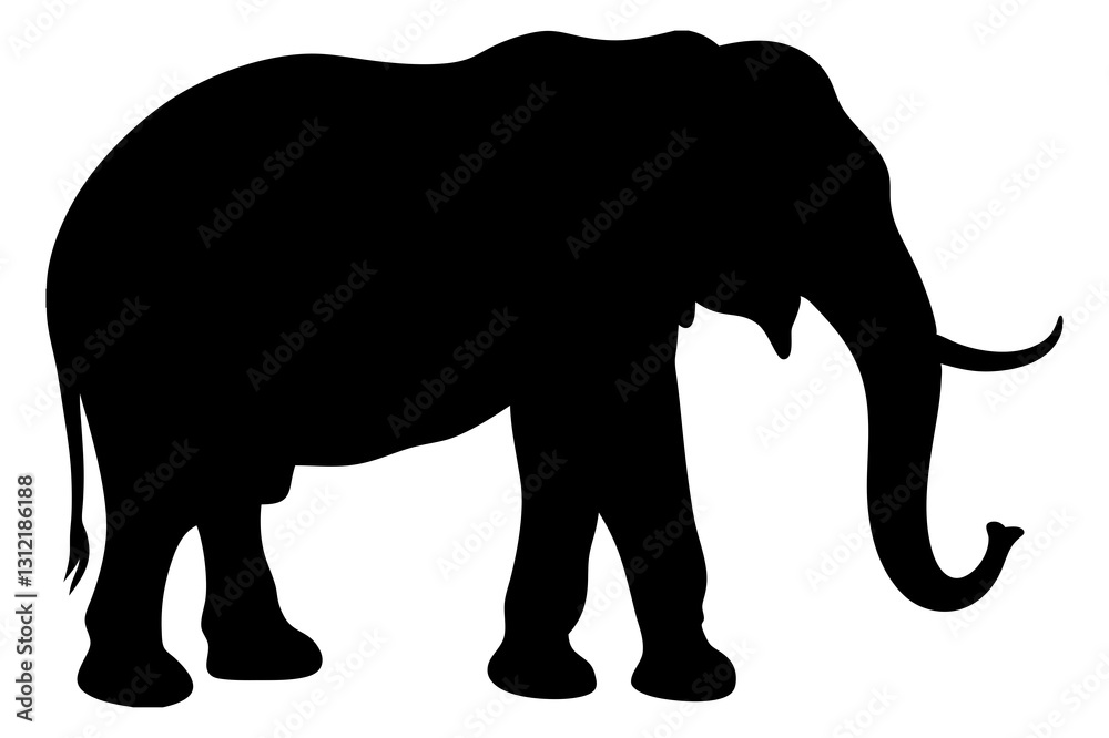 Fototapeta premium Black Silhouette of an Elephant - Vector Illustration for Logos, Stickers, and Designs