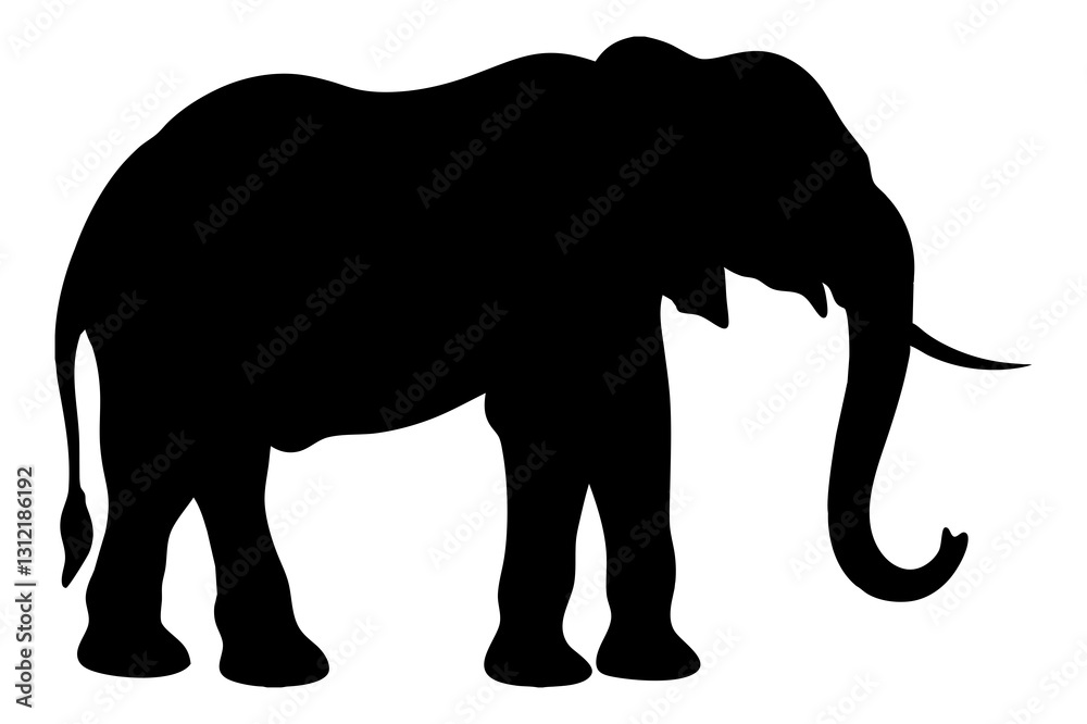 Obraz premium Black Silhouette of an Elephant Walking - Vector Illustration for Logos, Stickers, and Designs