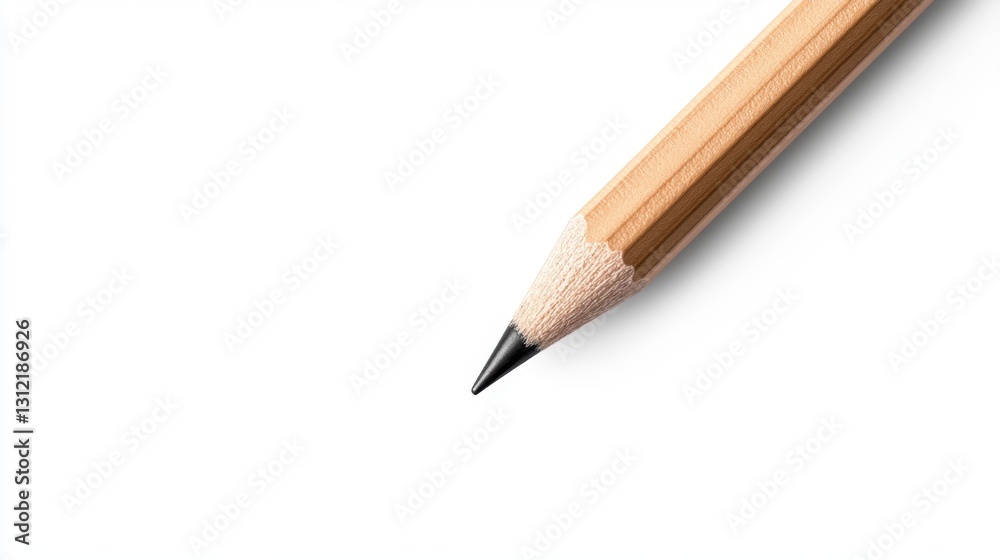 Close-up of a sharpened wooden pencil on white background, isolated. Close-up of a sharpened wooden pencil on white background, isolated.