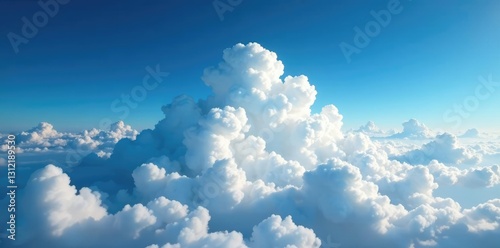 High altitude cloud formation against a deep blue backdrop, high, layered