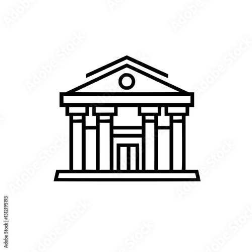 Bank and Financial Institution Vector Icon Representing Economy, Business, and Wealth