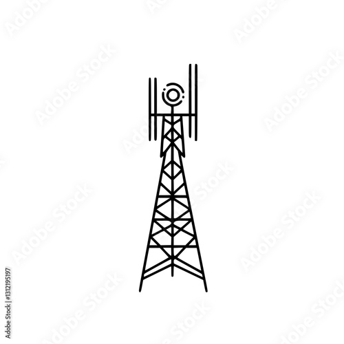 Telecommunication Tower Vector Icon Representing Wireless Networks and Digital Connectivity