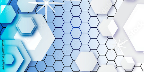 Aesthetic Harmonies in the Digital Age: An In-Depth Exploration of 3D Hexagonal Grids Against a Backdrop of colourfull Technological Landscapes