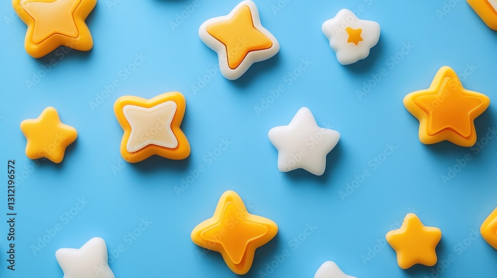 Colorful Star Pattern on Blue Background Colorful Star Pattern on Blue Background