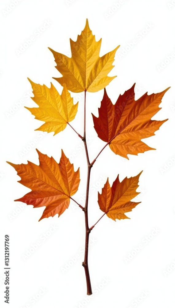 Sprigs of autumn leaves isolated on white background, autumn, branch, green Sprigs of autumn leaves isolated on white background, autumn, branch, green