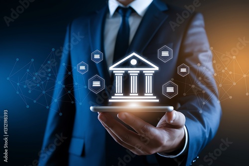 Digital Banking & Finance – Futuristic Financial Transactions & Mobile Banking, finance technology, fintech, mobile banking, online banking, financial transactions,  business finance, e-banking, 
