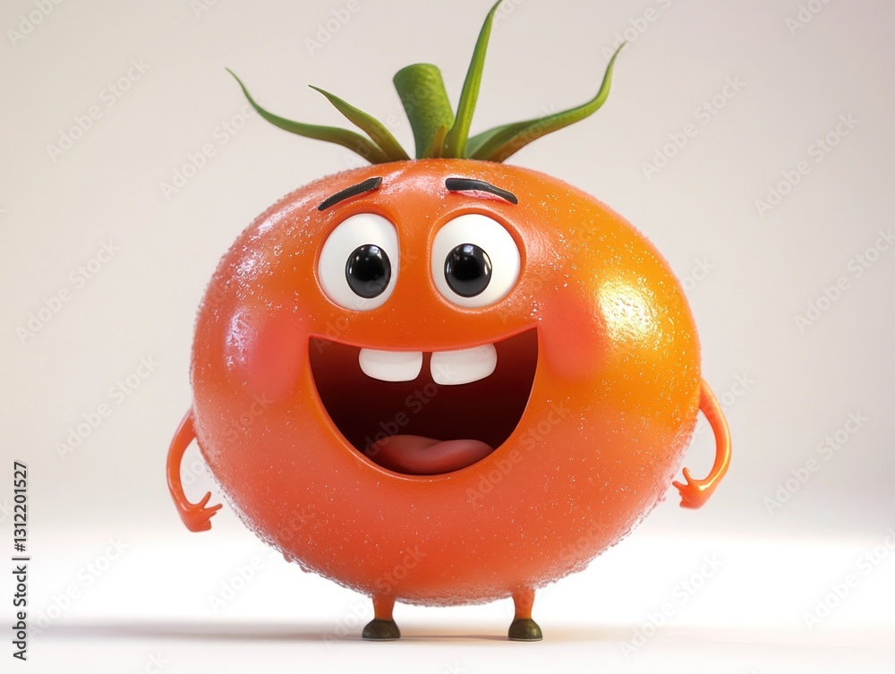 Fototapeta premium Smiling tomato character, cheerful expression