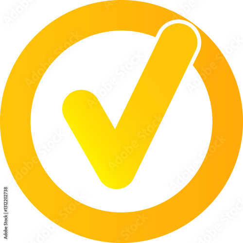 vector modern yellow and golden checkmark icon isolated on transparent background. Gold Check mark png clip art sign and symbol