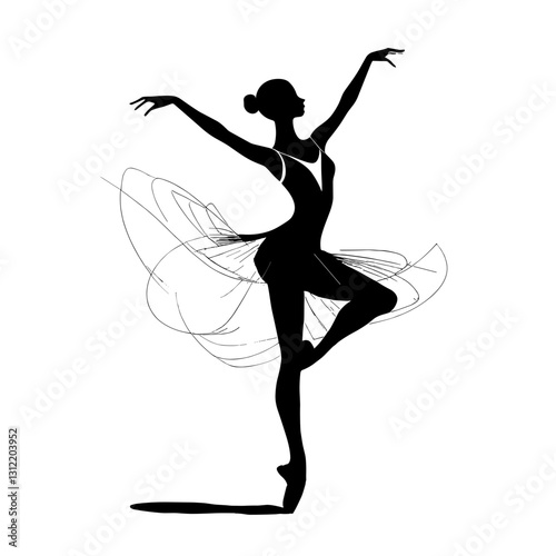 Ballet dancer performing gracefully on white background