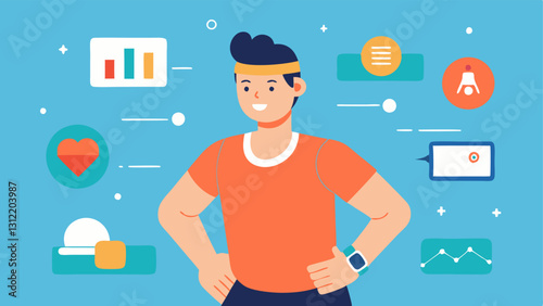 Young Athletes Companion A youthful athlete using the tracker during training surrounded by motivational quotes and visuals reflecting fitness and health goals.