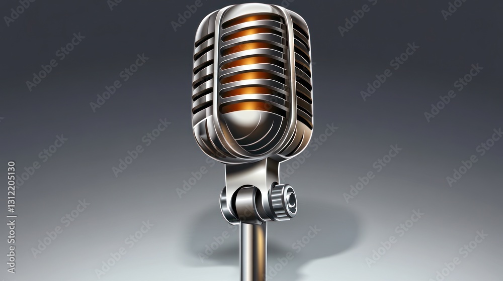 Fototapeta premium Vintage Microphone on Gray Background