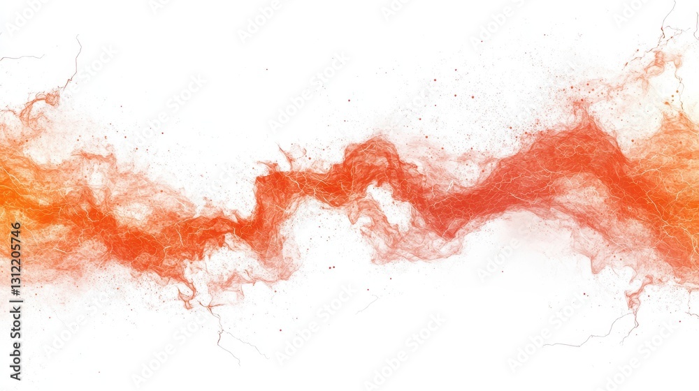 Fototapeta premium Fiery lightning depicted on a white background, illustrating the abstract concept of electric current.