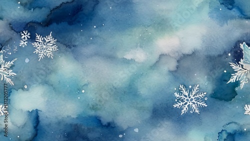 Blue Winter Watercolor Background Digital Paper