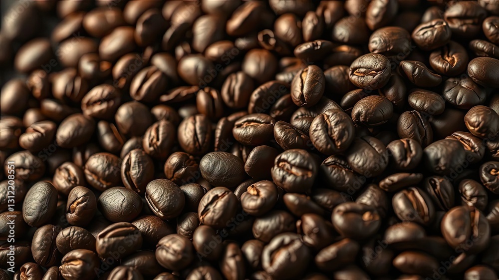 Fototapeta premium Roasted Coffee Beans Rich Brown Close Up Texture Background