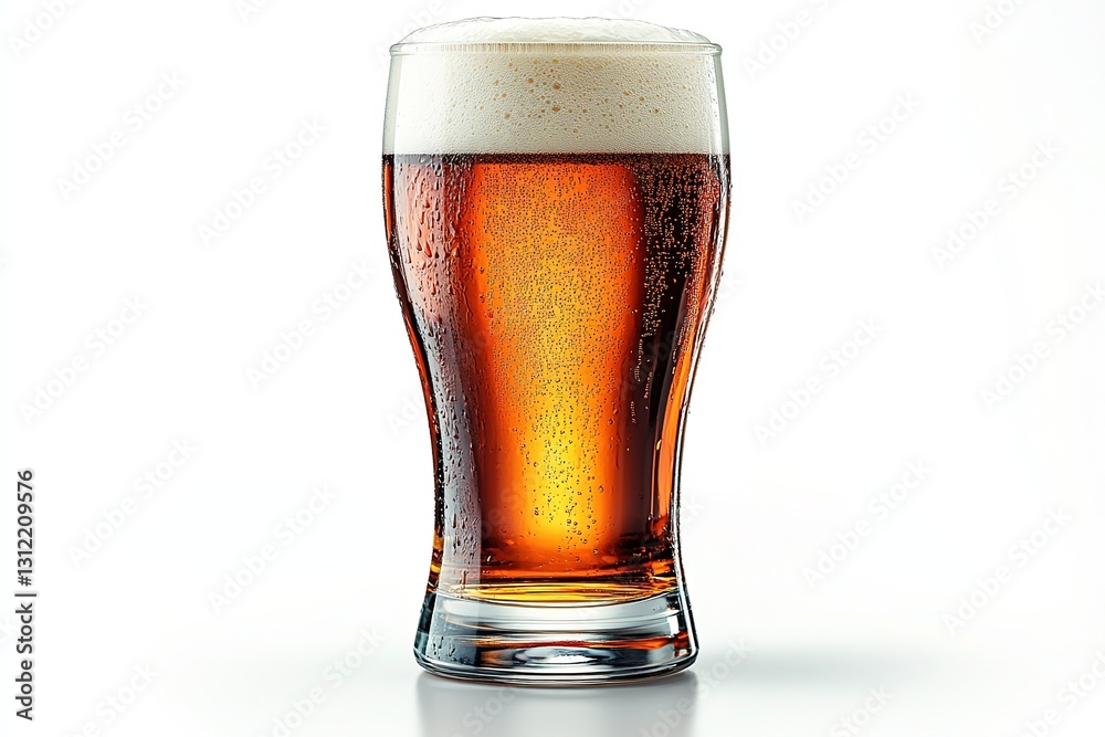 Cold Beer in a Pint Glass Crisp, Frothy Head, Condensation, Studio Shot Cold Beer in a Pint Glass Crisp, Frothy Head, Condensation, Studio Shot
