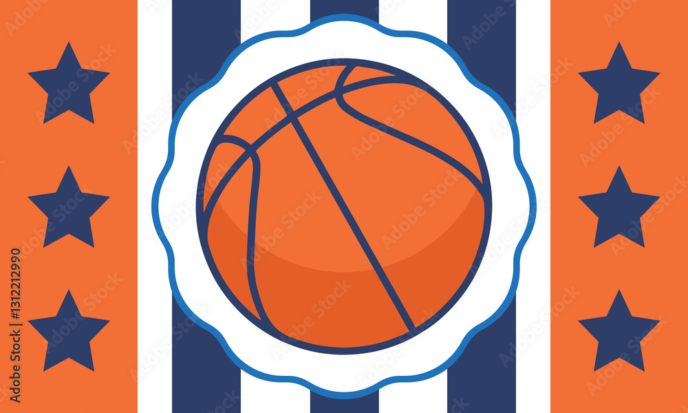 Ball for Basketball. Basketball design. Game Day. Basketball playoff in March. Sport party in United States. Final games of season tournament. Professional team championship. Sport poster. Vector Ball for Basketball. Basketball design. Game Day. Basketball playoff in March. Sport party in United States. Final games of season tournament. Professional team championship. Sport poster. Vector