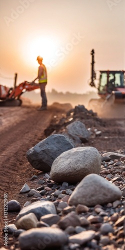Heavy equipment working on new construction site
