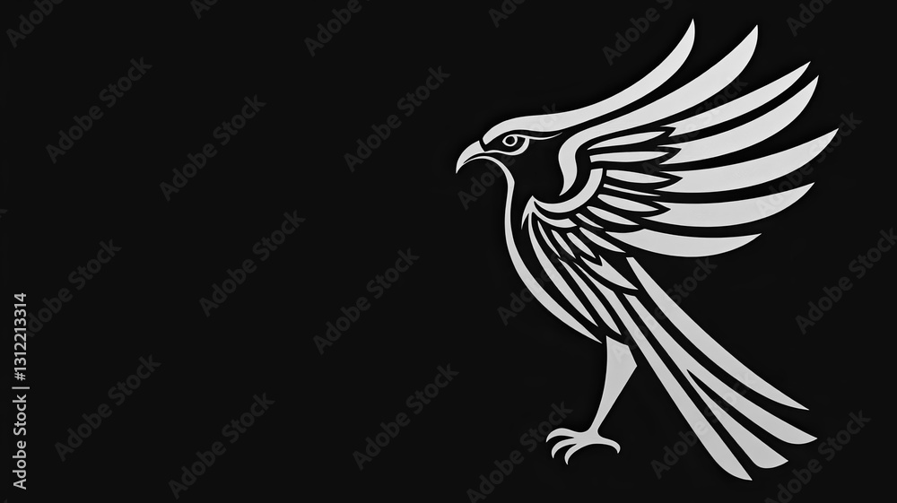 Obraz premium Stylish Bird Silhouette Black White Bird Design Abstract Art Graphic Design Element