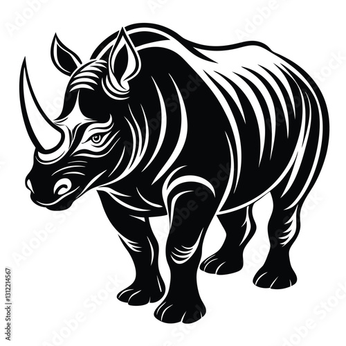 Rhino Vector Illustration Isolated on White Background
