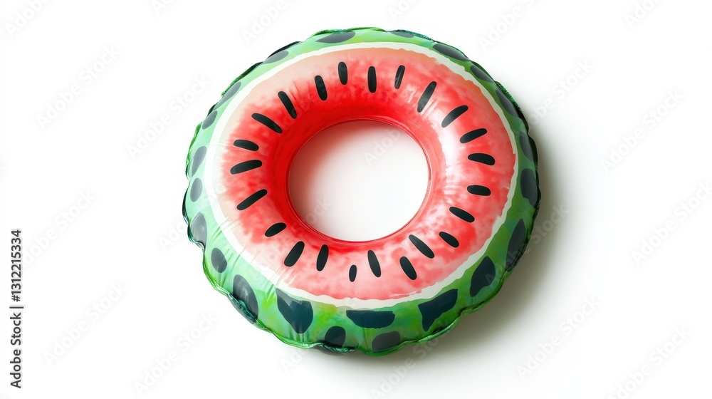 Lifebuoy featuring a watermelon design, isolated on a white background, combining safety with a playful summer theme. Lifebuoy featuring a watermelon design, isolated on a white background, combining safety with a playful summer theme.