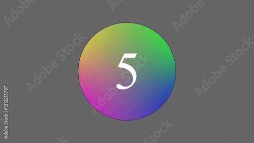 Modern & Flat 10 to 1 Countdown. Clean and dynamic countdown with a circle wiping clockwise ON and OFF from 10 to 1.Effect of Old Film Rolling with Details, Grain, Scratches, Noise. 4K FX. Design 