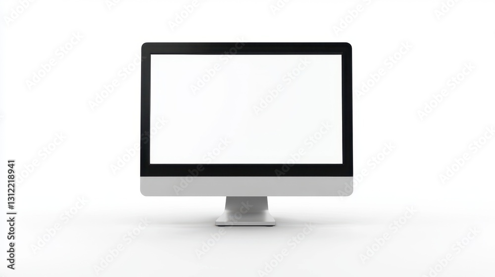 Modern computer mockup with a white screen isolated on a white background, perfect for showcasing digital content or design concepts. Modern computer mockup with a white screen isolated on a white background, perfect for showcasing digital content or design concepts.