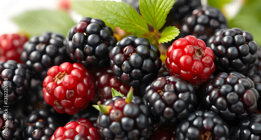 A bunch of ripe blackberries with deep color. Sweet and inviting composition A bunch of ripe blackberries with deep color. Sweet and inviting composition