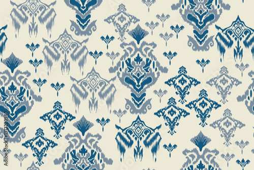 Seamless ethnic ikat pattern in tribal, folk embroidery, and Mexican style Aztec geometry for Graphic Arts, Carpet Design, Wallpaper, Wrapping, and Clothing.