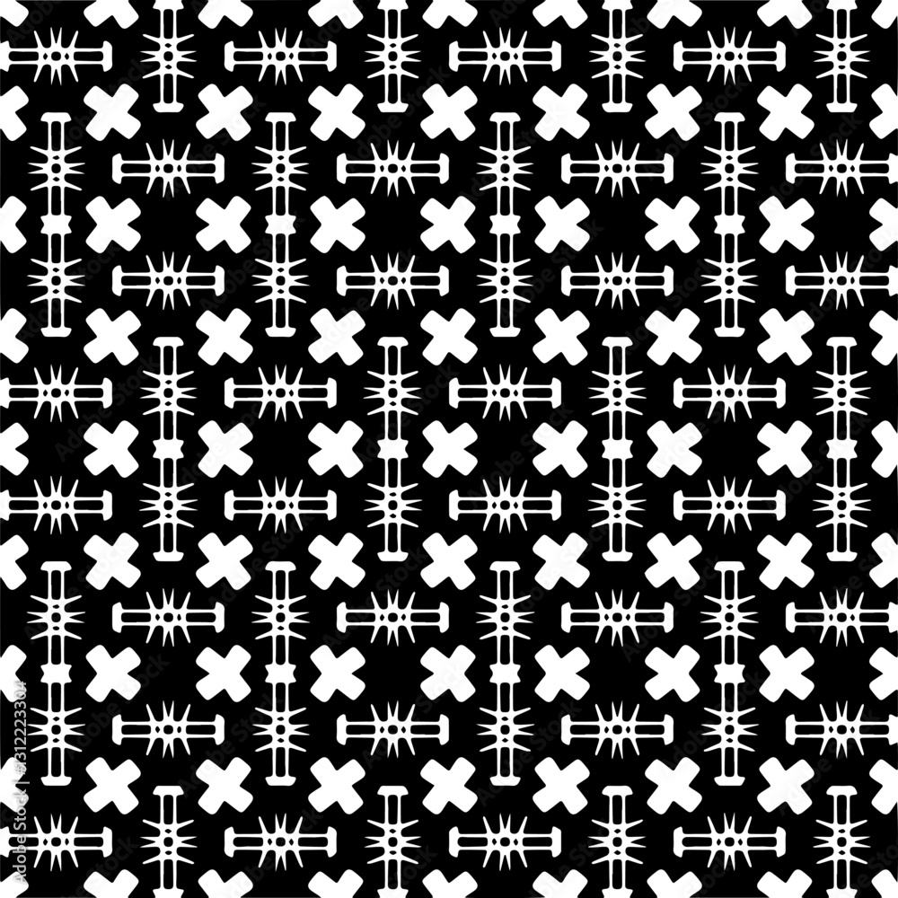 Black and white geometric seamless pattern with abstract shapes. Repeat pattern for fashion, textile design, on wall paper, wrapping paper, fabrics and home decor. Black and white geometric seamless pattern with abstract shapes. Repeat pattern for fashion, textile design, on wall paper, wrapping paper, fabrics and home decor.