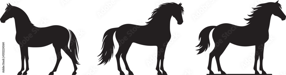 Obraz premium Vector Horse Silhouettes on White Background