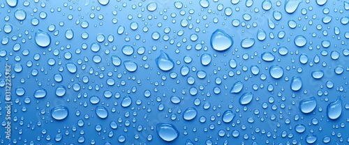 Close-up of water droplets on a vivid blue background creating a stunning macro texture and visual delight