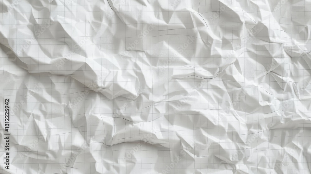 Obraz premium a piece of white paper crumpled with a delicate grid overlay