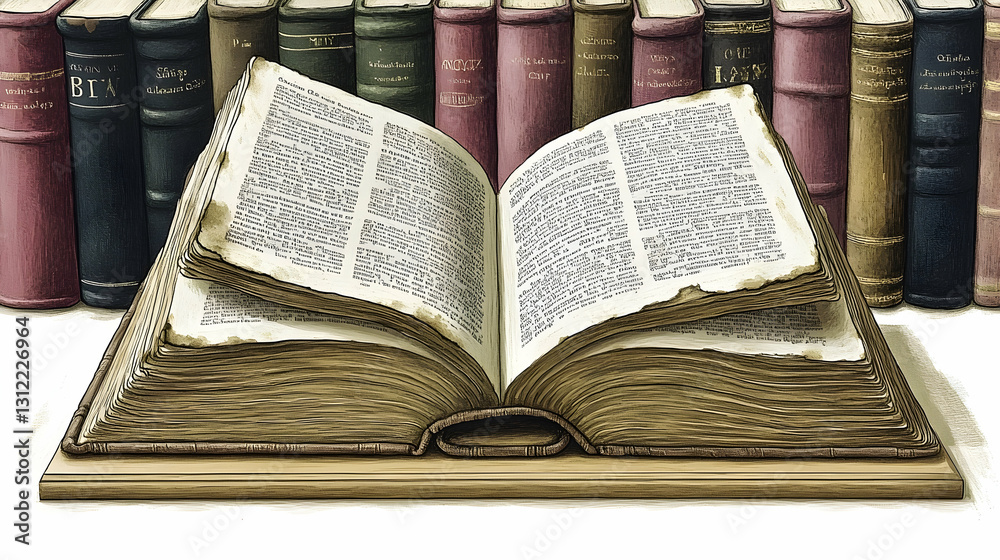 Obraz premium Open Book Among Bookshelf