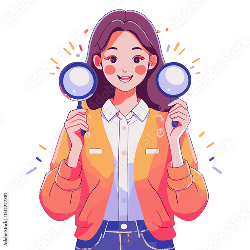 woman with magnifying glass 