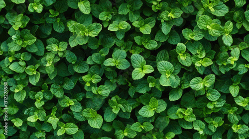Wallpaper Mural Lush green mint leaves texture with fresh vibrant foliage in natural pattern Torontodigital.ca